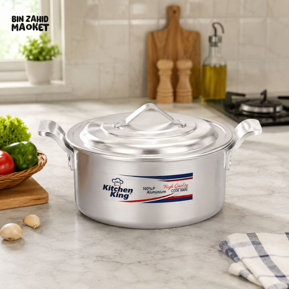 KITCHEN KING ALUMINUM COOKING STOCK POT WITH LID - 30 CM
