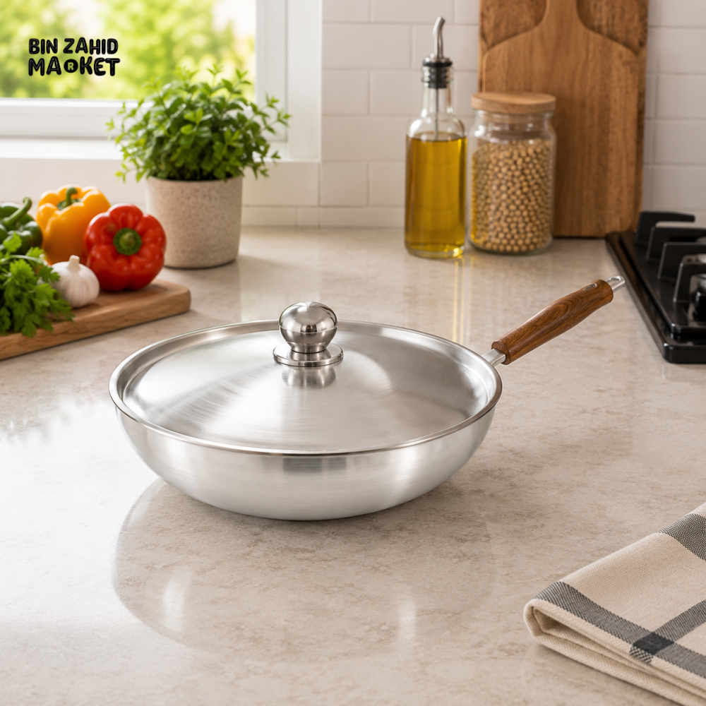 KITCHEN KING ALUMINUM WOK WITH GLASS LID - 26 CM