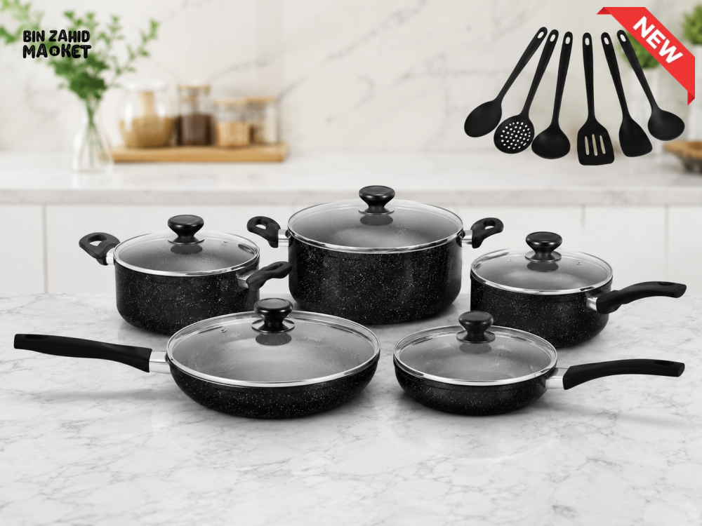 KITCHEN KING BLACK 16-PIECE NON-STICK COOKWARE SET