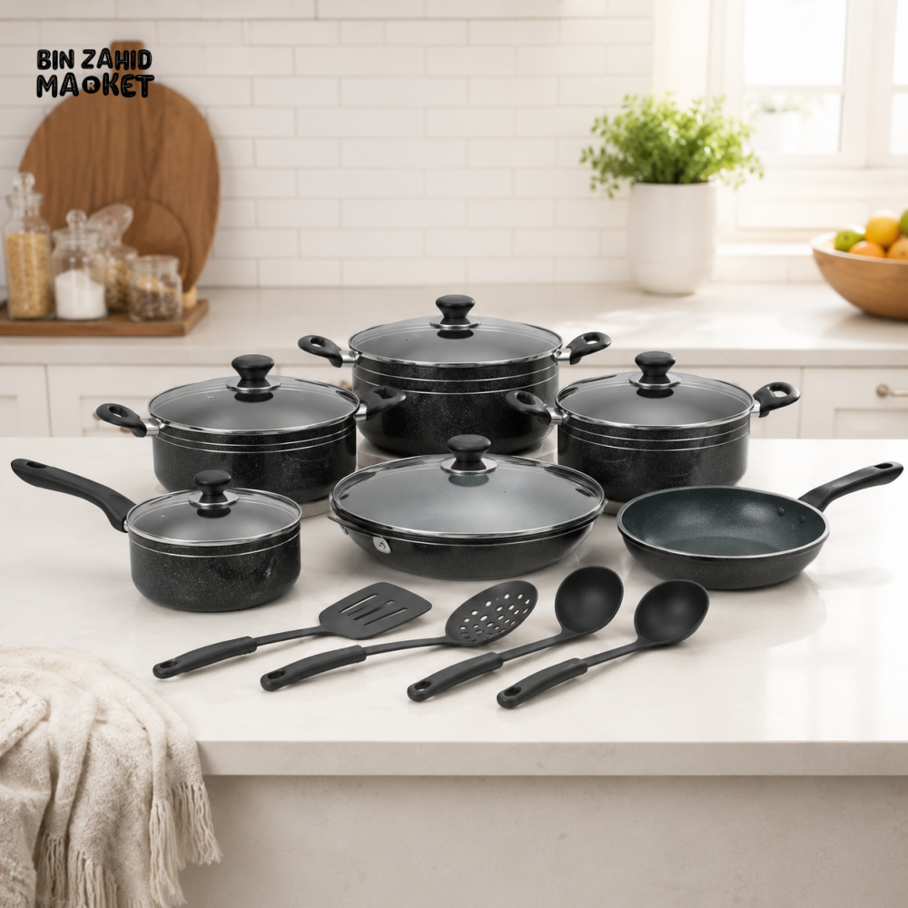LUMINA 15PCS NON-STICK COOK SET – MATTE BLACK