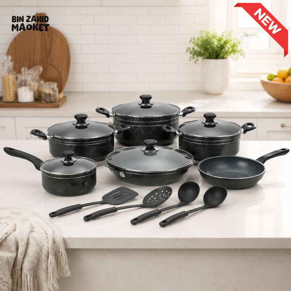 LUMINA 15PCS NON-STICK COOK SET – MATTE BLACK