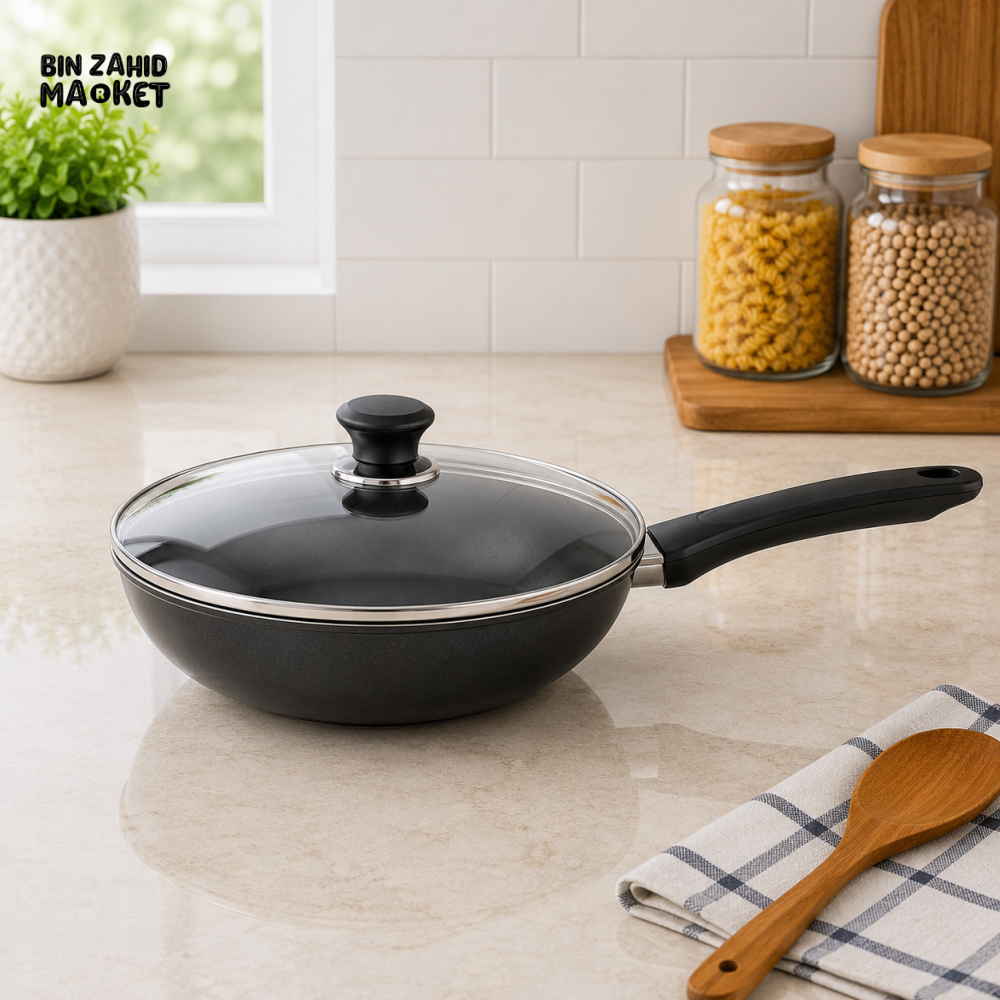KITCHEN KING NON-STICK DEEP FRY PAN WITH GLASS LID - 26 CM