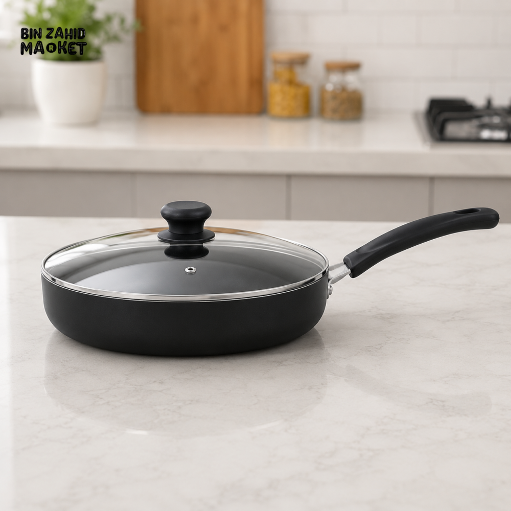 KITCHEN KING NON-STICK FRY PAN WITH GLASS LID - 26 CM