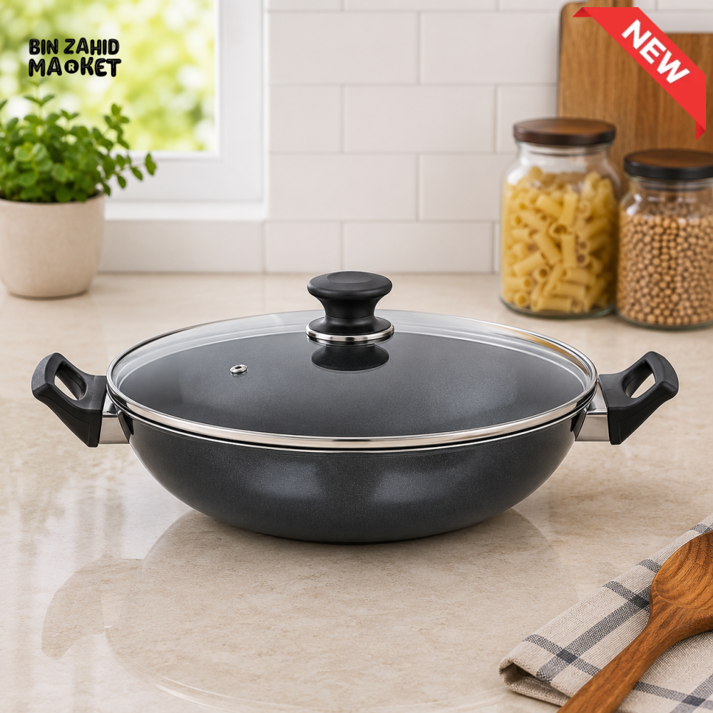 KITCHEN KING NON-STICK KARAHI WITH GLASS LID - 20 CM