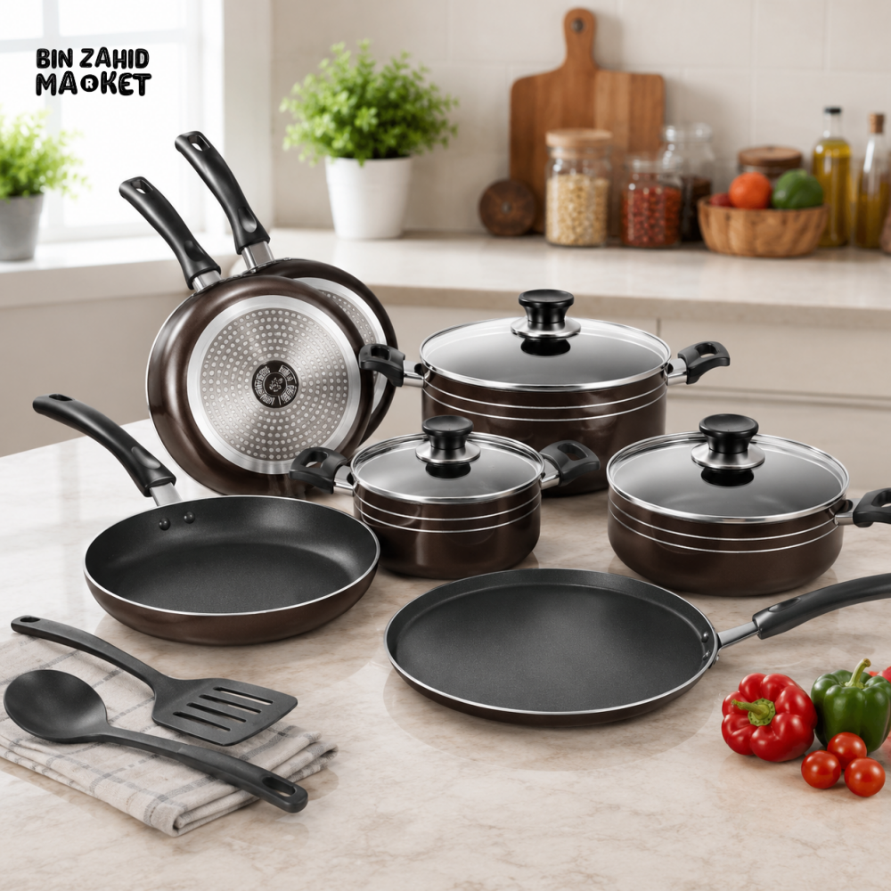 RED NON-STICK COOKWARE SET - 15 PIECE SET