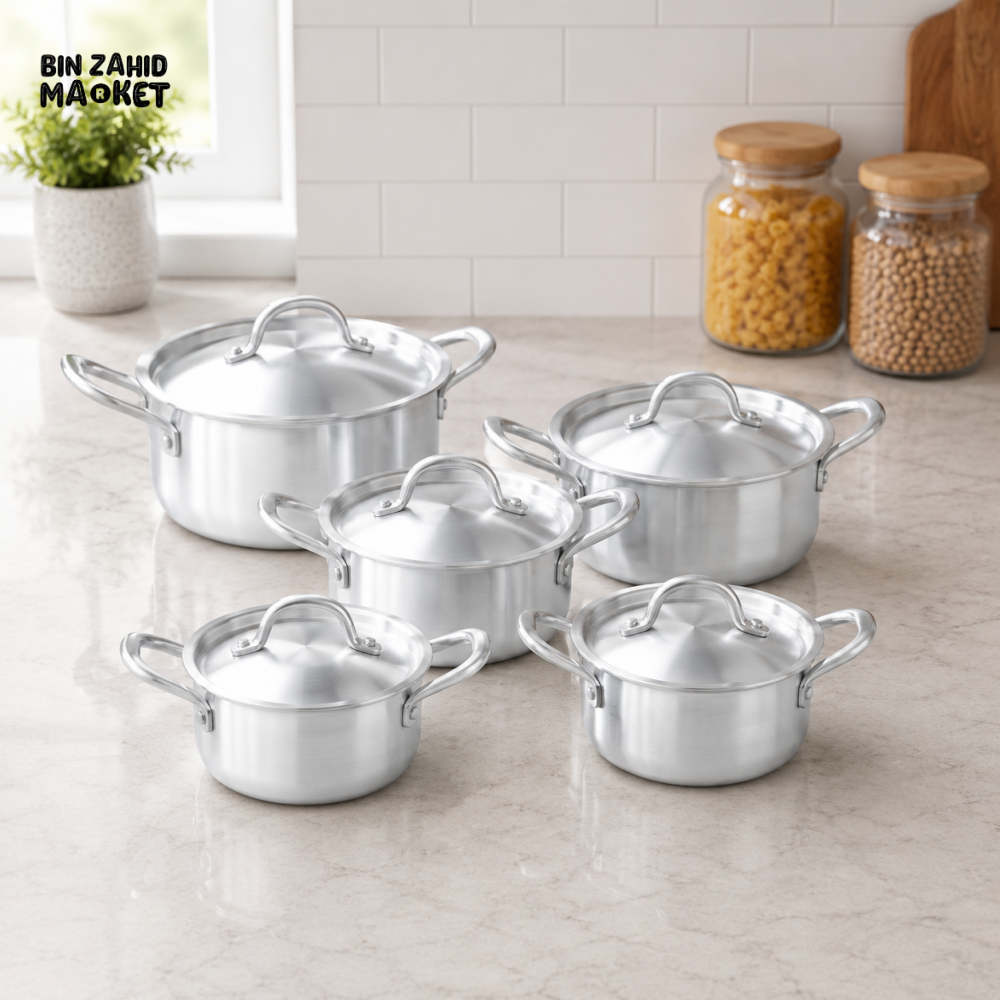 KITCHEN KING STAINLESS STEEL COOKWARE SET - 10 PIECE SET