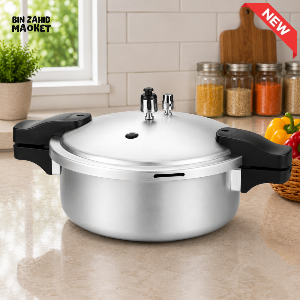 KITCHEN KING WIDE ALUMINUM PRESSURE COOKER - 7 LITER