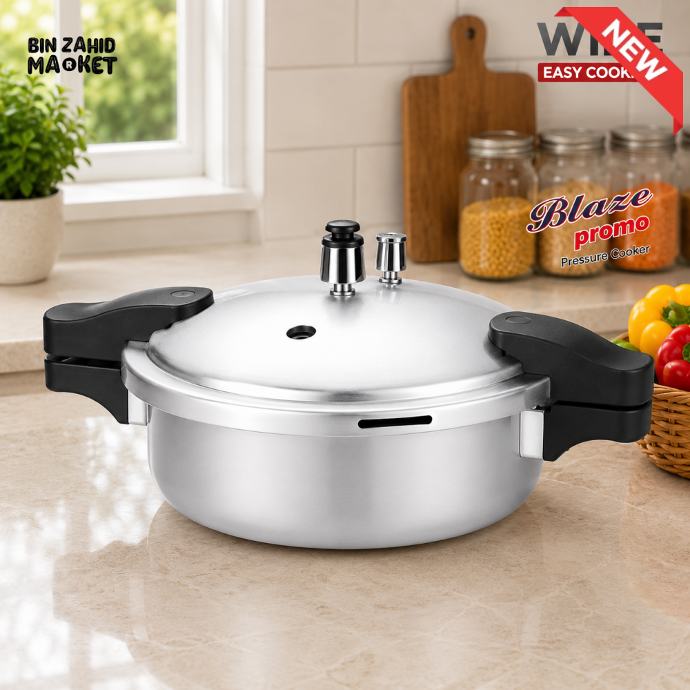 KITCHEN KING WIDE ALUMINUM PRESSURE COOKER - 9 LITER
