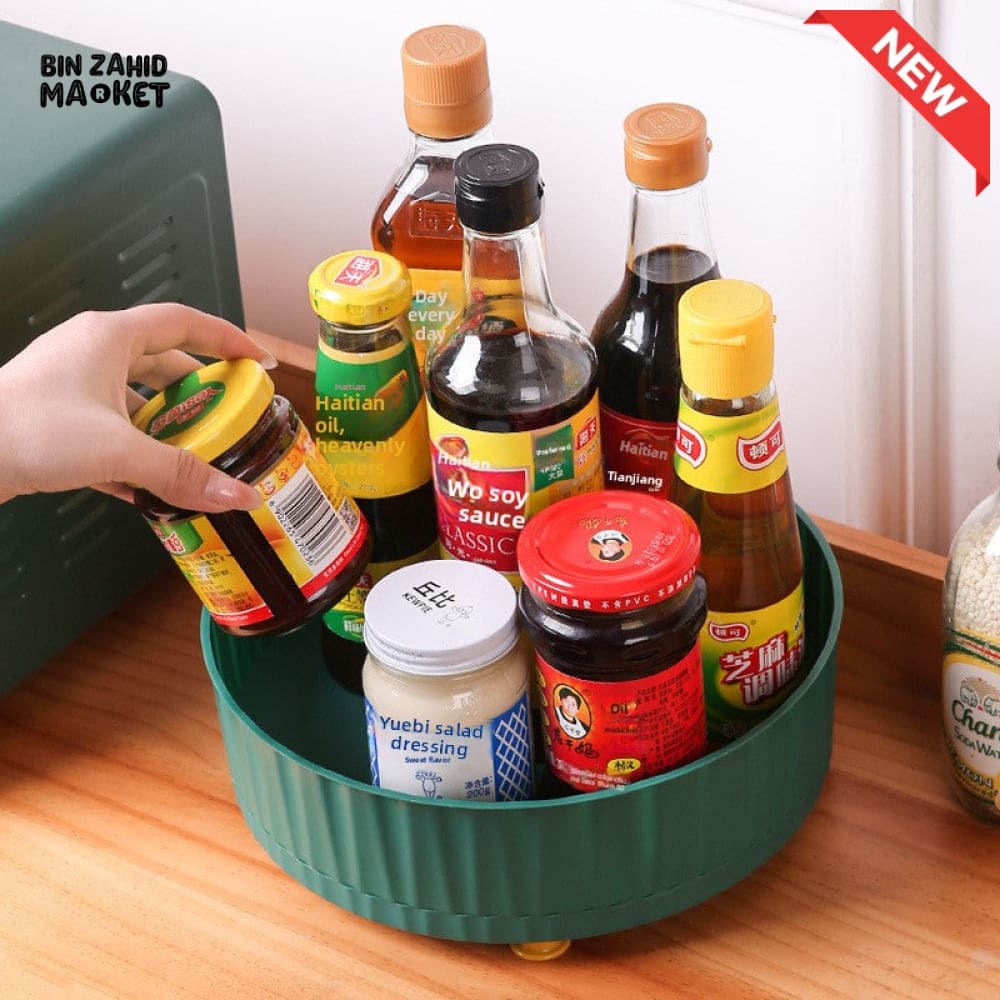 KITCHEN SEASONING STORAGE RACK – MULTIFUNCTIONAL ROTATING ORGANIZER LARGE CAPACITY SOY SAUCE & SPICE STORAGE FOR HOME