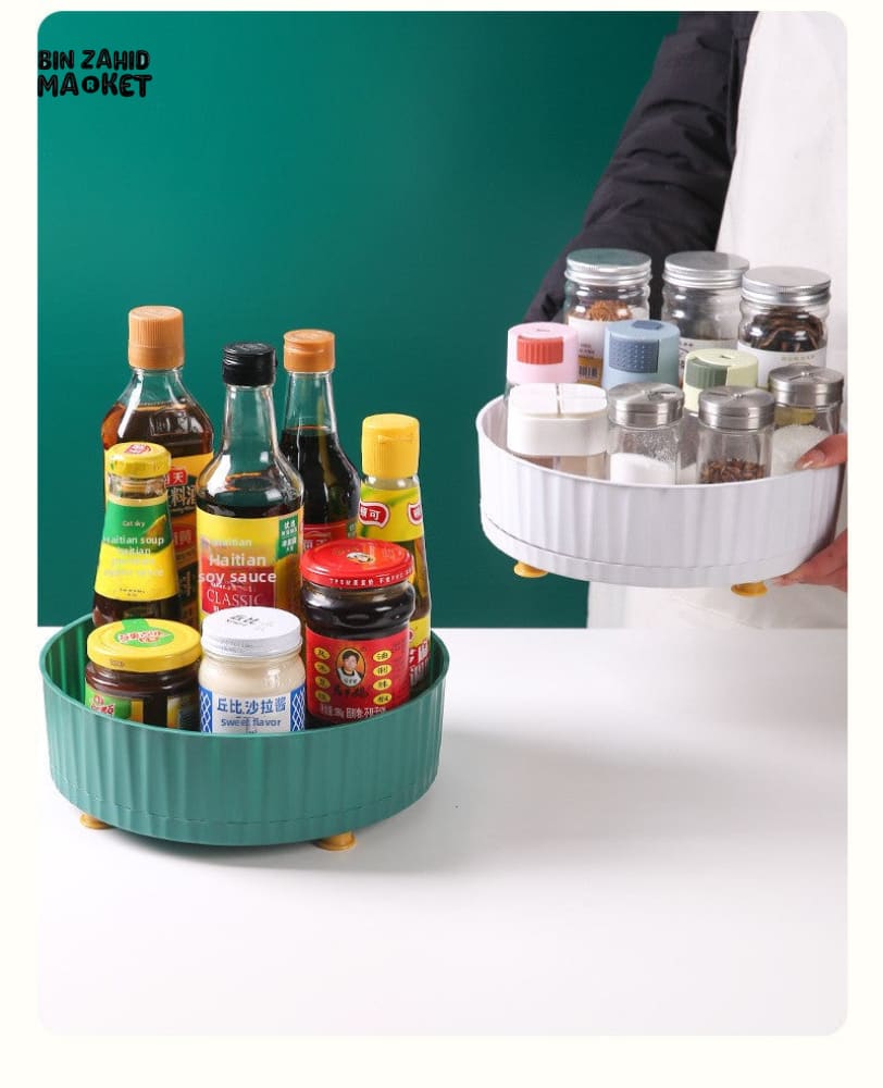 KITCHEN SEASONING STORAGE RACK – MULTIFUNCTIONAL ROTATING ORGANIZER LARGE CAPACITY SOY SAUCE & SPICE STORAGE FOR HOME