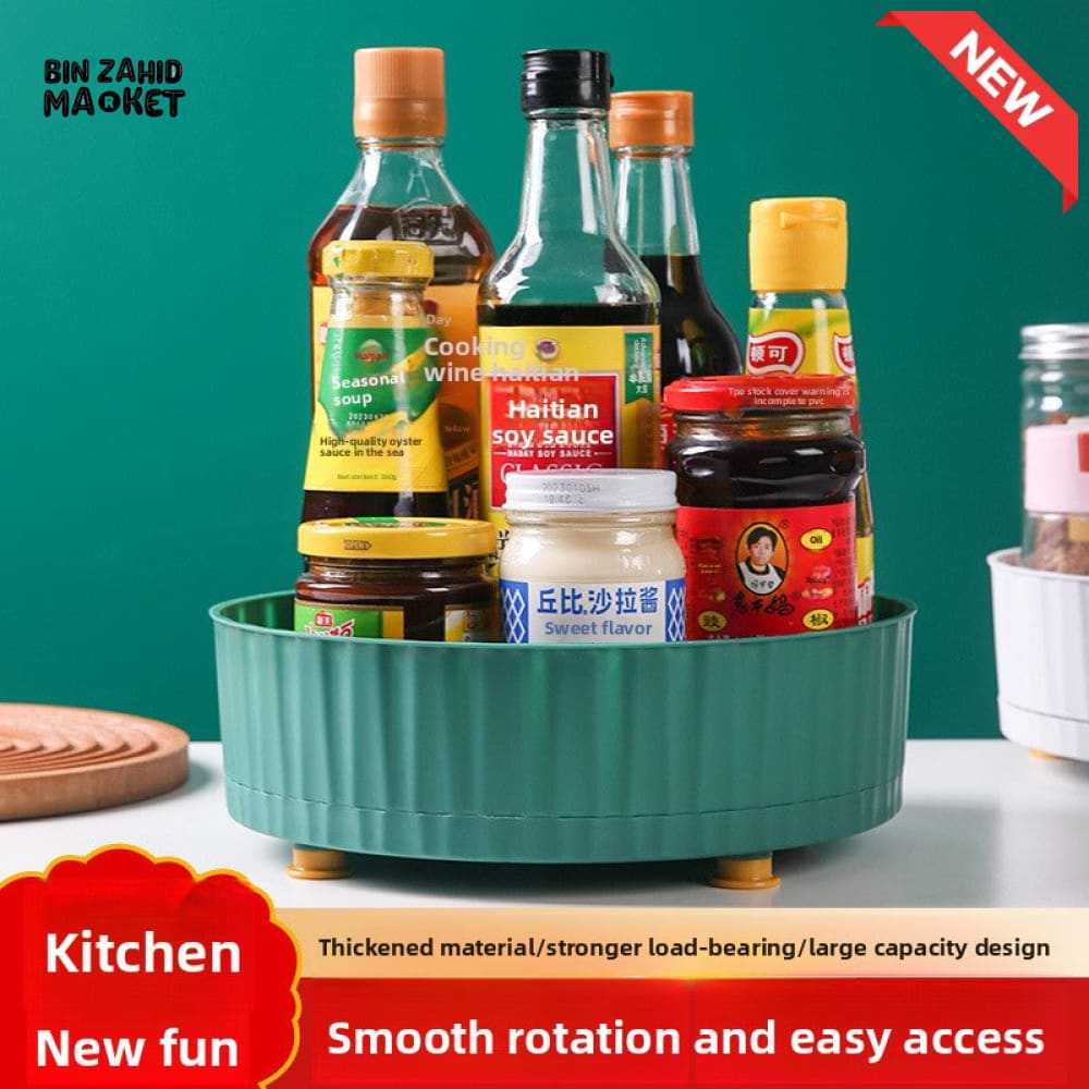 KITCHEN SEASONING STORAGE RACK – MULTIFUNCTIONAL ROTATING ORGANIZER LARGE CAPACITY SOY SAUCE & SPICE STORAGE FOR HOME