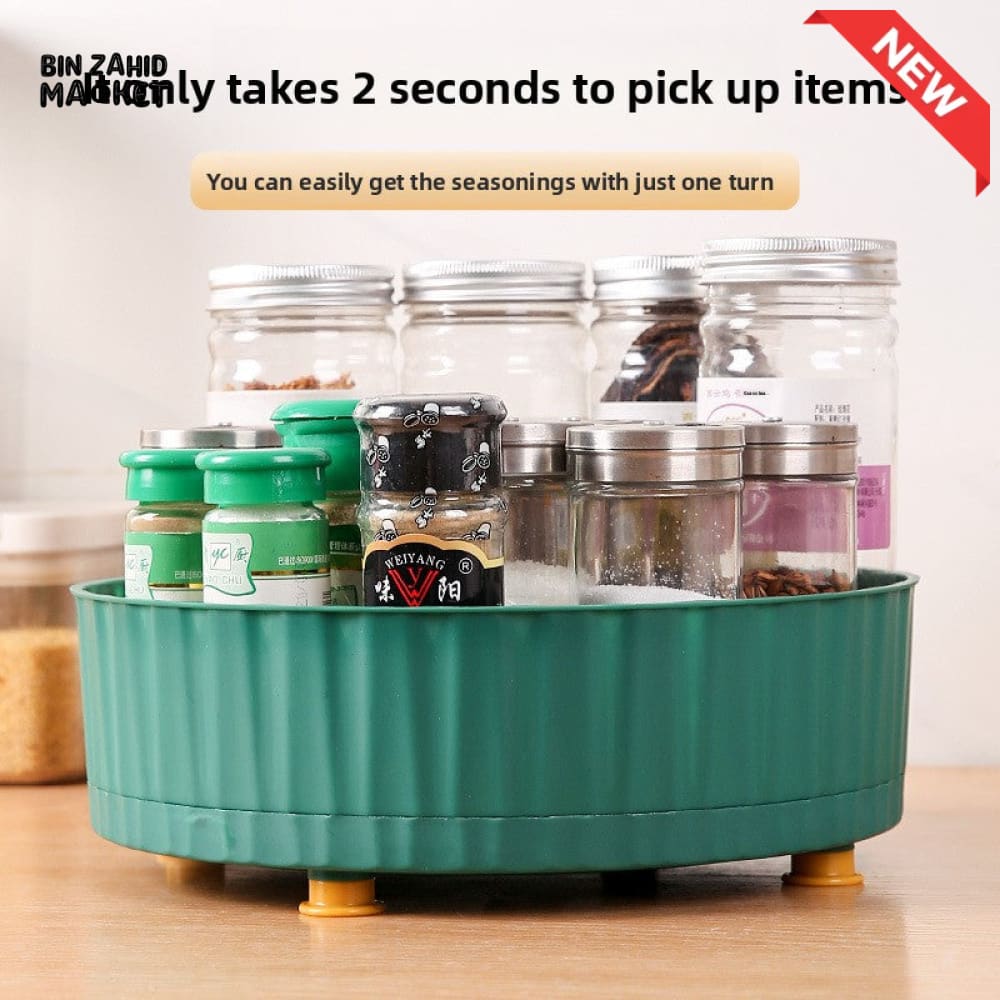 KITCHEN SEASONING STORAGE RACK – MULTIFUNCTIONAL ROTATING ORGANIZER LARGE CAPACITY SOY SAUCE & SPICE STORAGE FOR HOME
