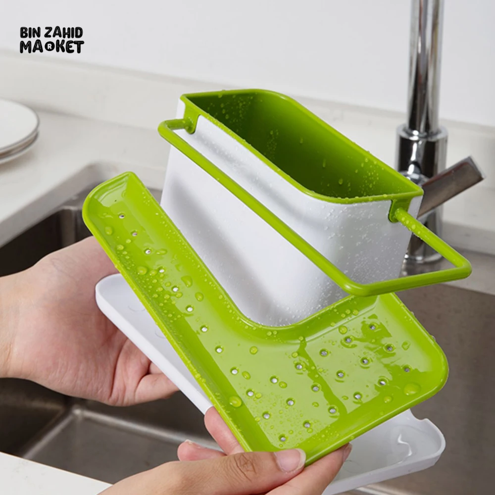 KITCHEN STORAGE DRAIN RACK SINK HOLDER SOAP & SPONGE ORGANIZER