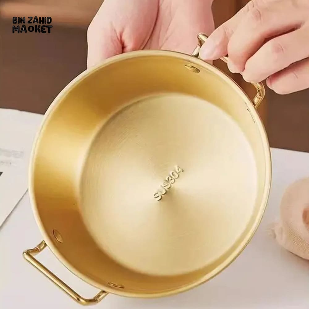 KOREAN STYLE LAMIAN NOODLES PAN WITH HANDLE – STAINLESS STEEL KITCHEN PAN FOR SNACKS KIMCHI & FOOD BOWL 17CM
