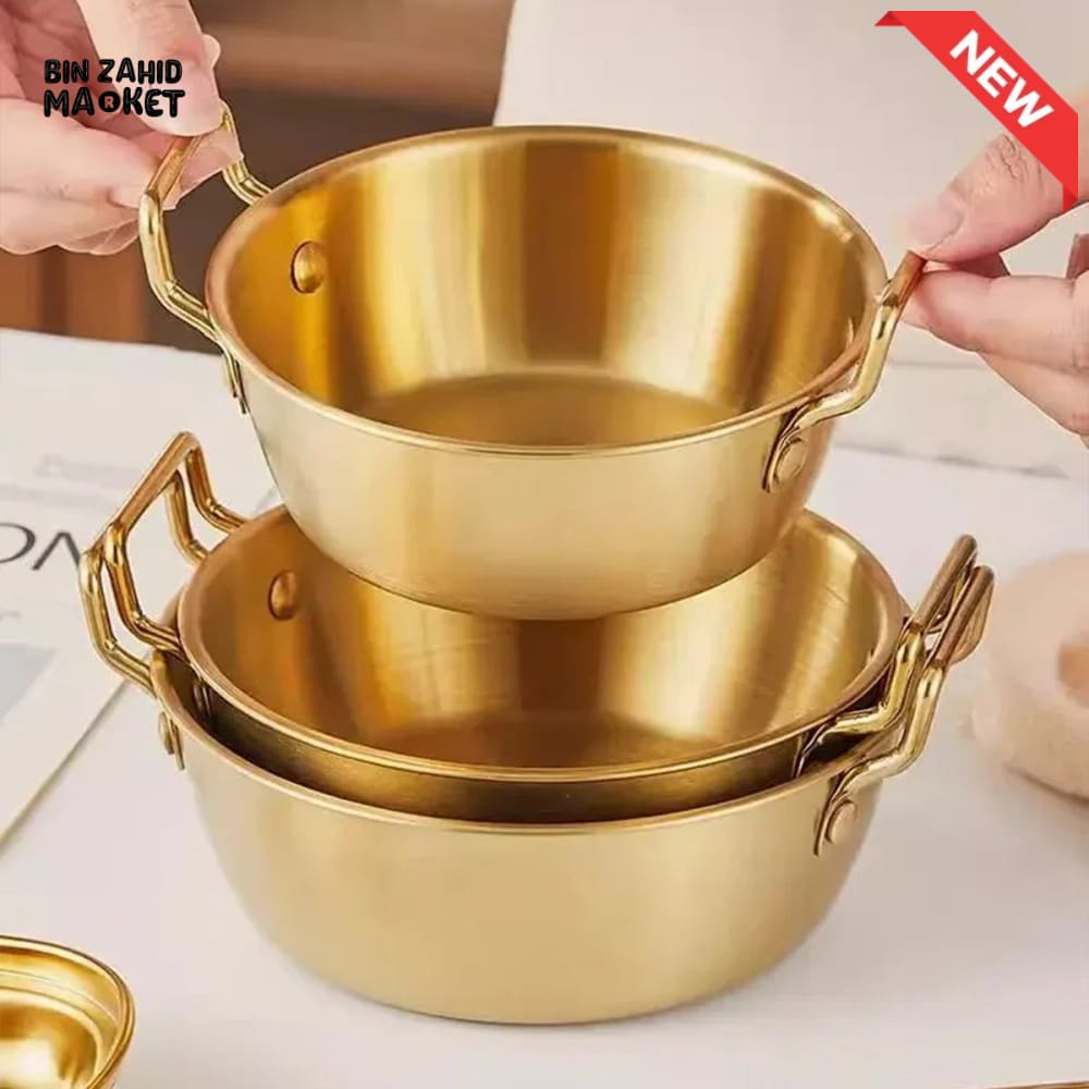 KOREAN STYLE LAMIAN NOODLES PAN WITH HANDLE – STAINLESS STEEL KITCHEN PAN FOR SNACKS KIMCHI & FOOD BOWL 17CM
