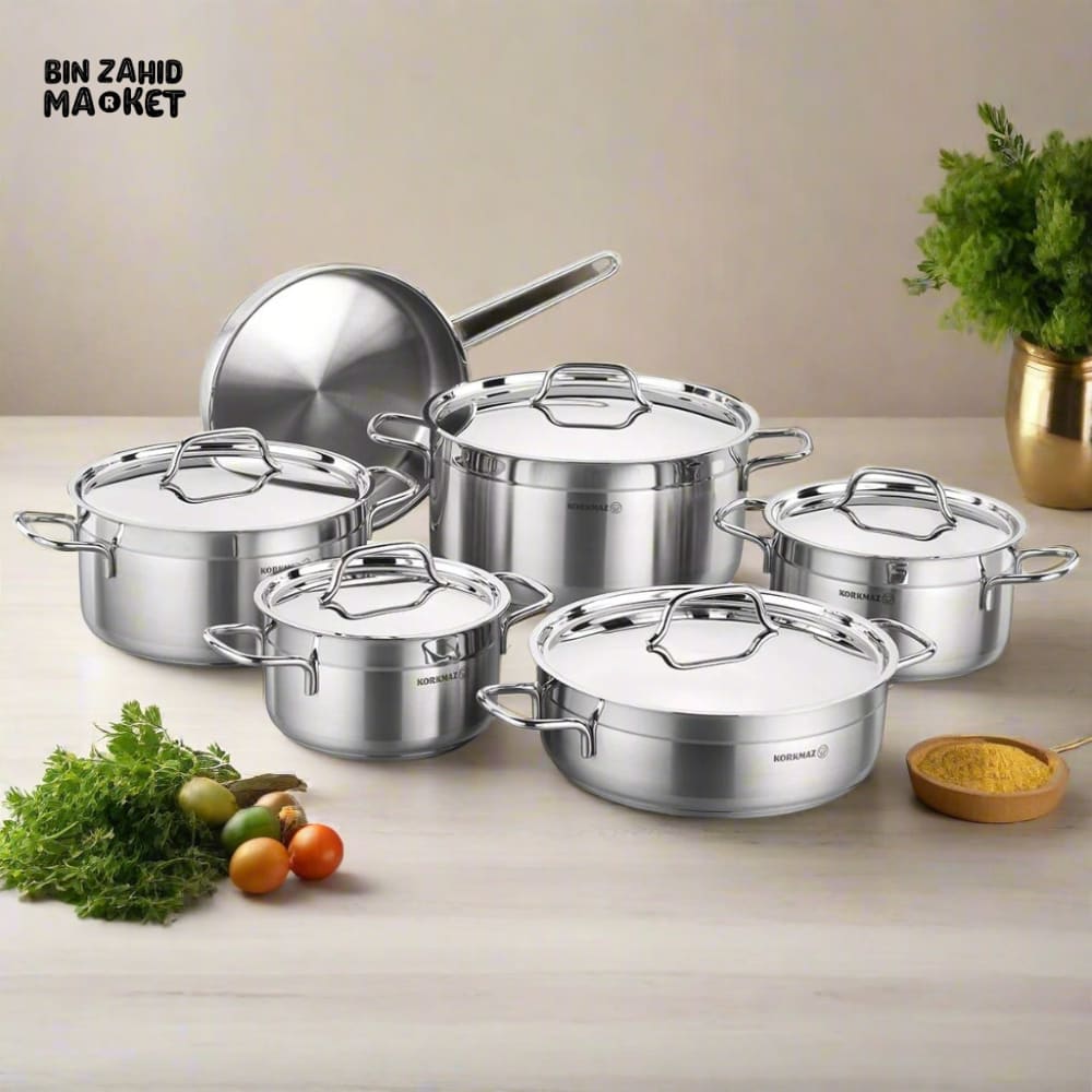 KORKMAZ ALFA PLUS STAINLESS STEEL COOKWARE 11 PIECES SET - A1610