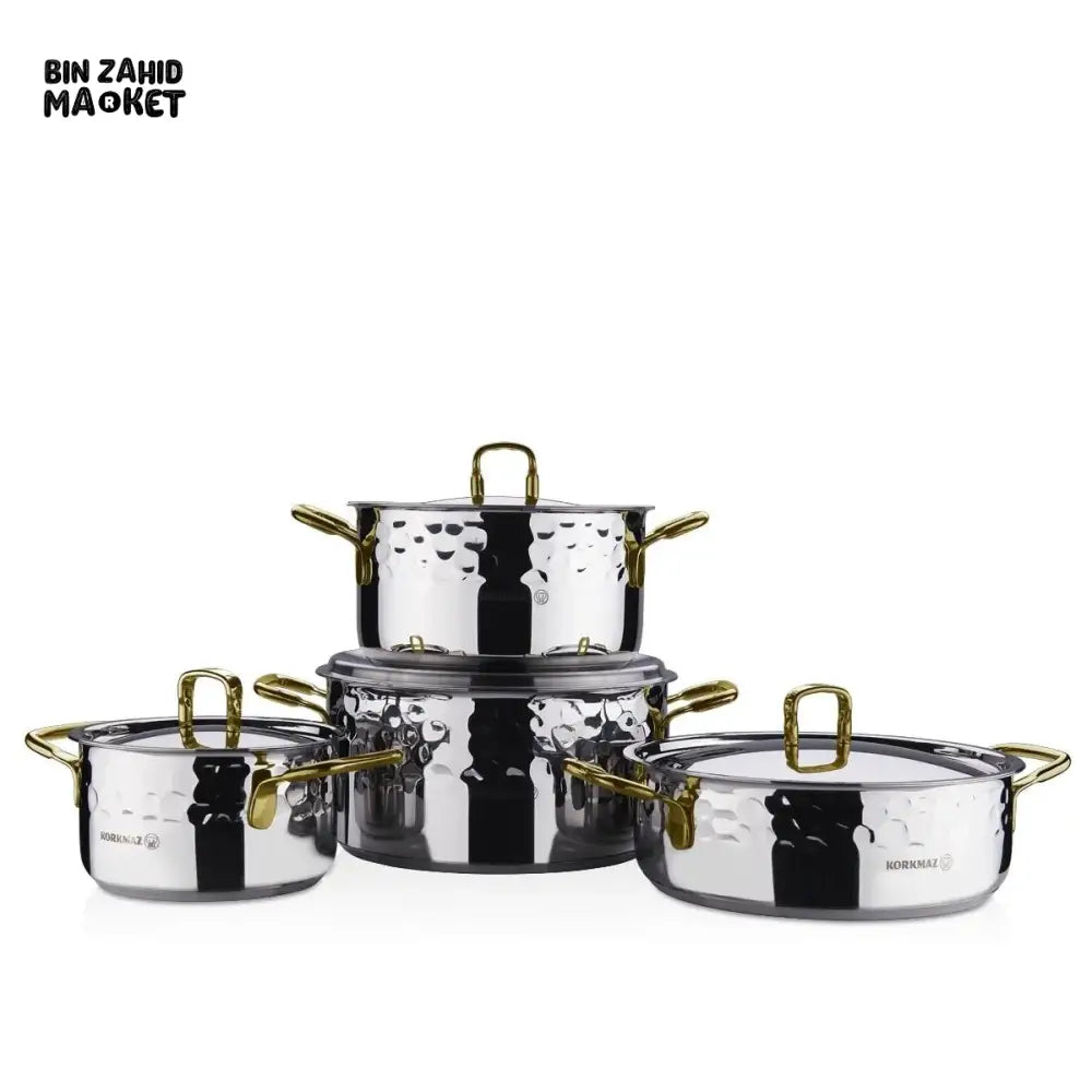 KORKMAZ ERNA GOLD COOKWARE 8 PIECES SET - A1963