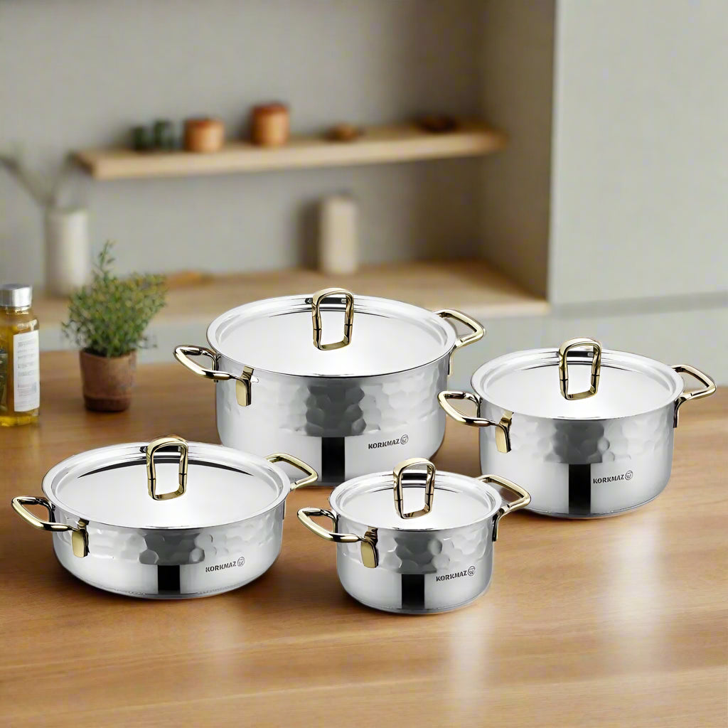 KORKMAZ ERNA GOLD COOKWARE 8 PIECES SET - A1963