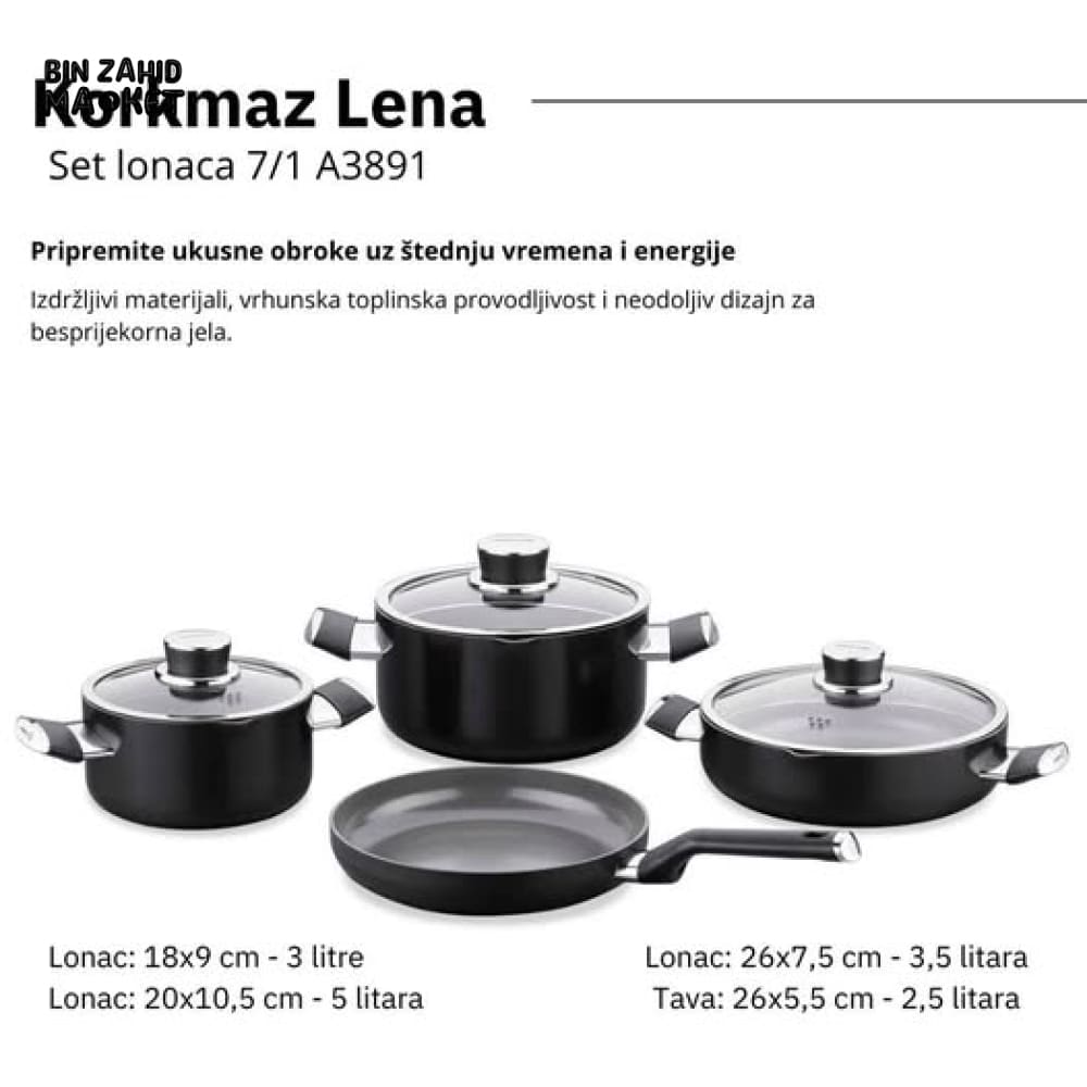 KORKMAZ LENA COOKWARE 7 PIECES SET - A3891