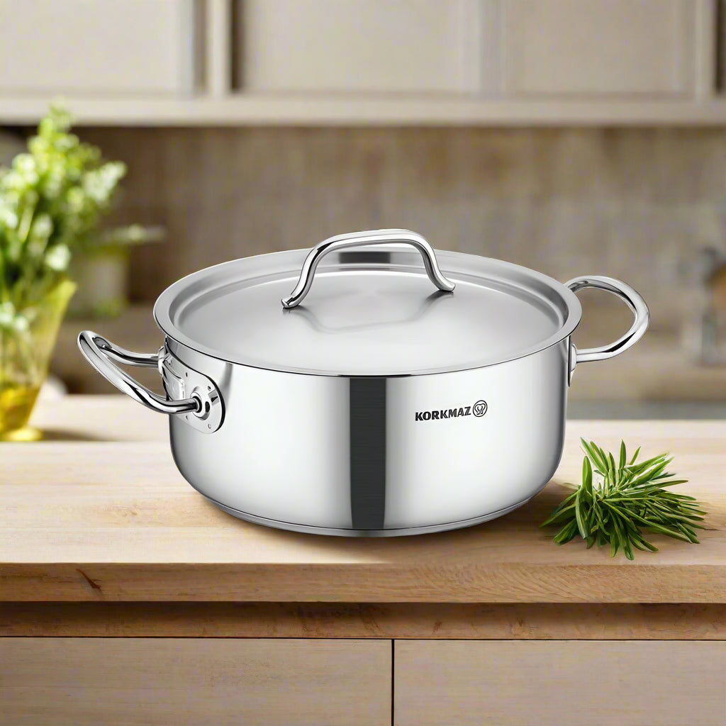 KORKMAZ PROLINE GASTRO SHORT CASSEROLE 24X10 CM – A2739