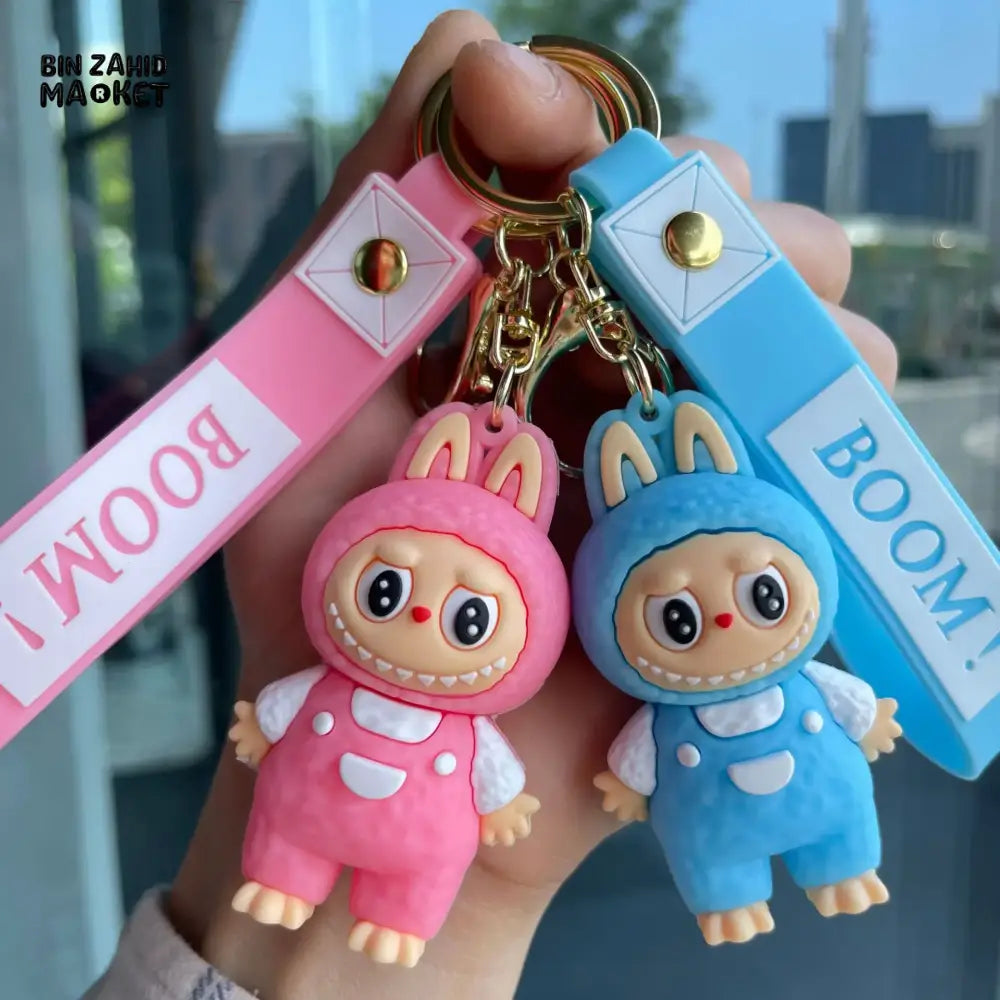 LABUBU CARTOON KEYCHAIN – CUTE PENDANT WITH WRIST STRAP TRENDY BAG CHARM & SMALL GIFT ACCESSORY