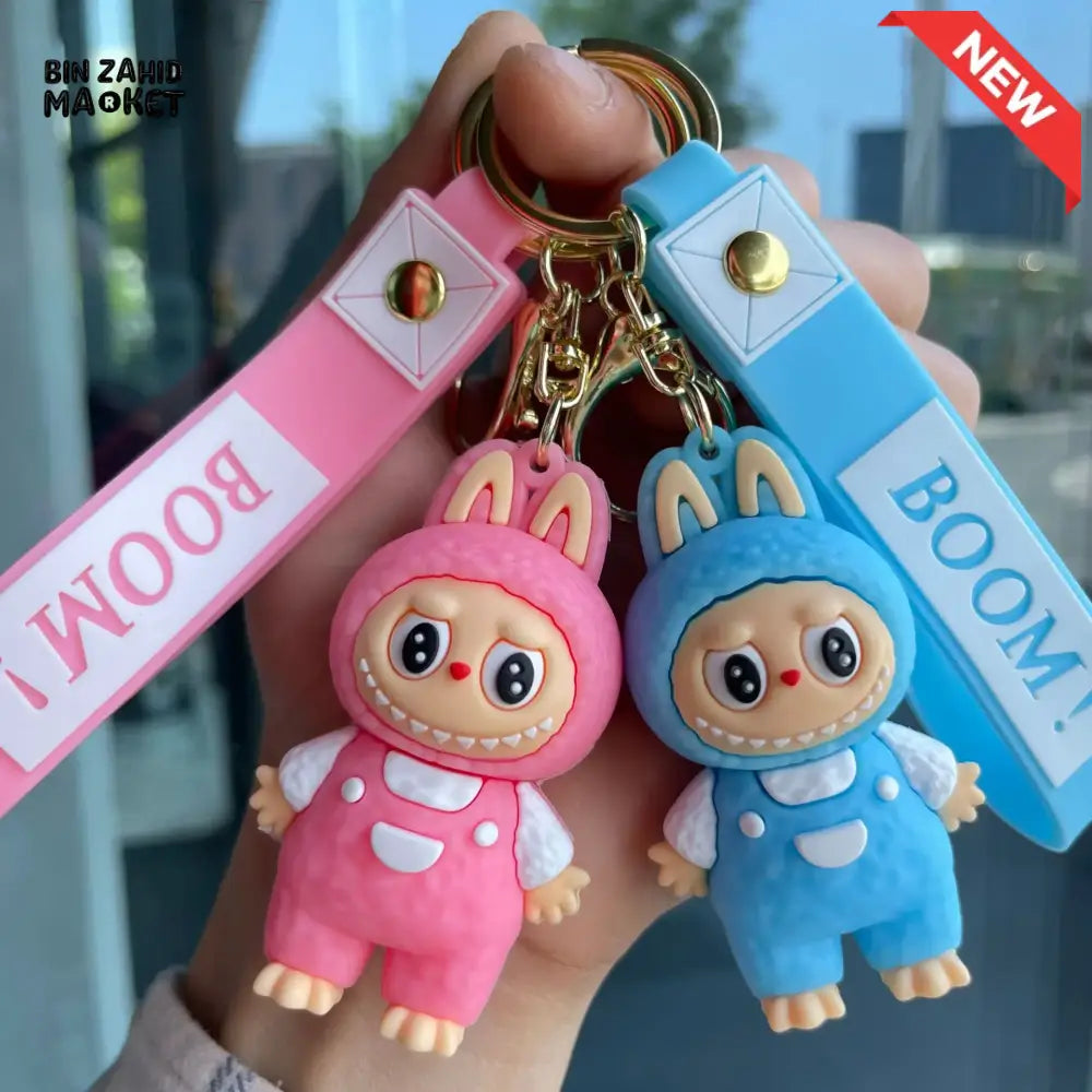 LABUBU CARTOON KEYCHAIN – CUTE PENDANT WITH WRIST STRAP TRENDY BAG CHARM & SMALL GIFT ACCESSORY