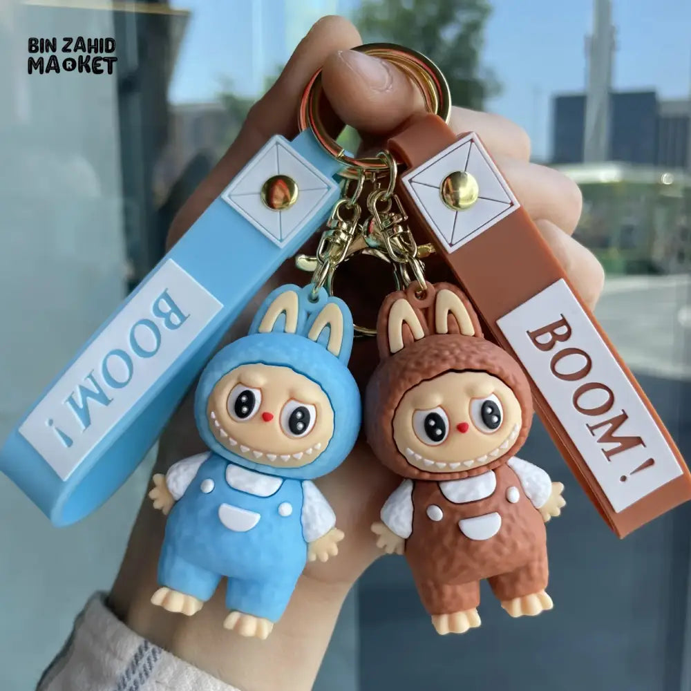 LABUBU CARTOON KEYCHAIN – CUTE PENDANT WITH WRIST STRAP TRENDY BAG CHARM & SMALL GIFT ACCESSORY