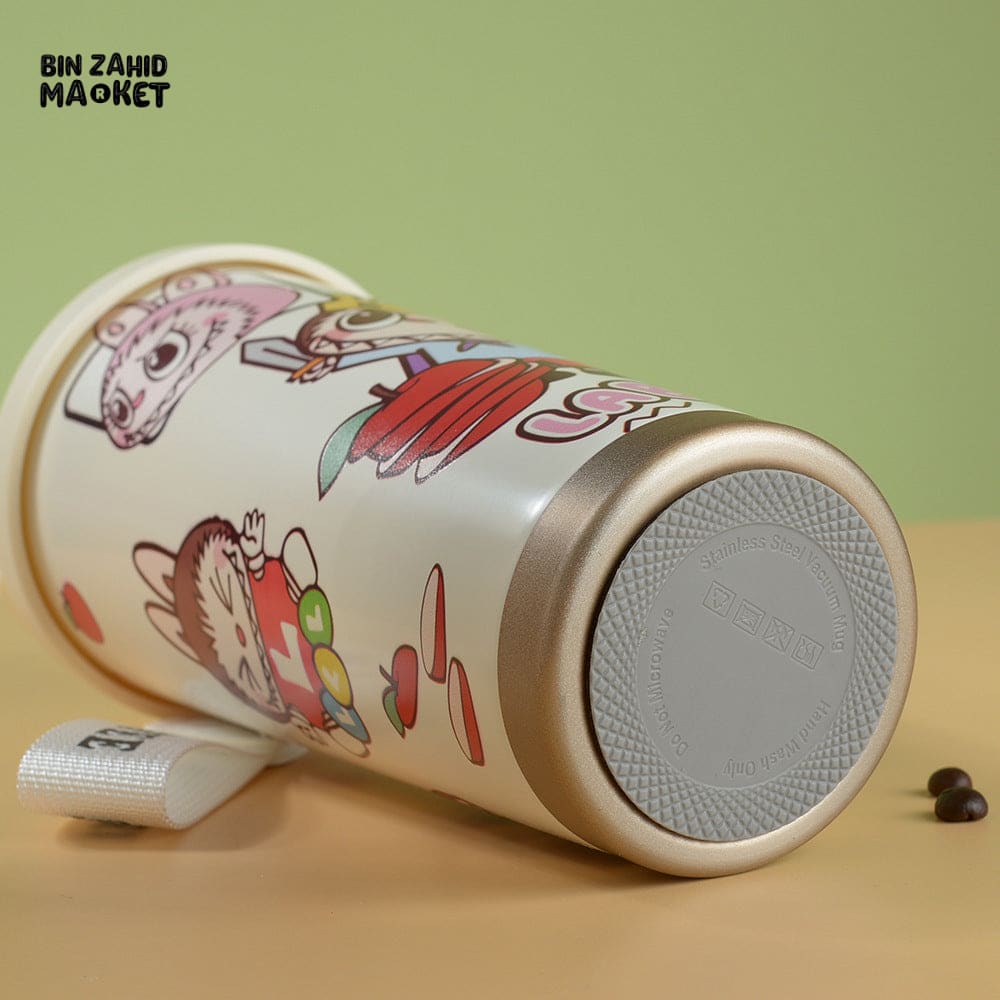 LABUBU COFFEE MUG – CUTE CARTOON INSULATED TRAVEL CUP WITH LID, LEAKPROOF PORTABLE THERMOS TUMBLER FOR HOT & COLD DRINKS