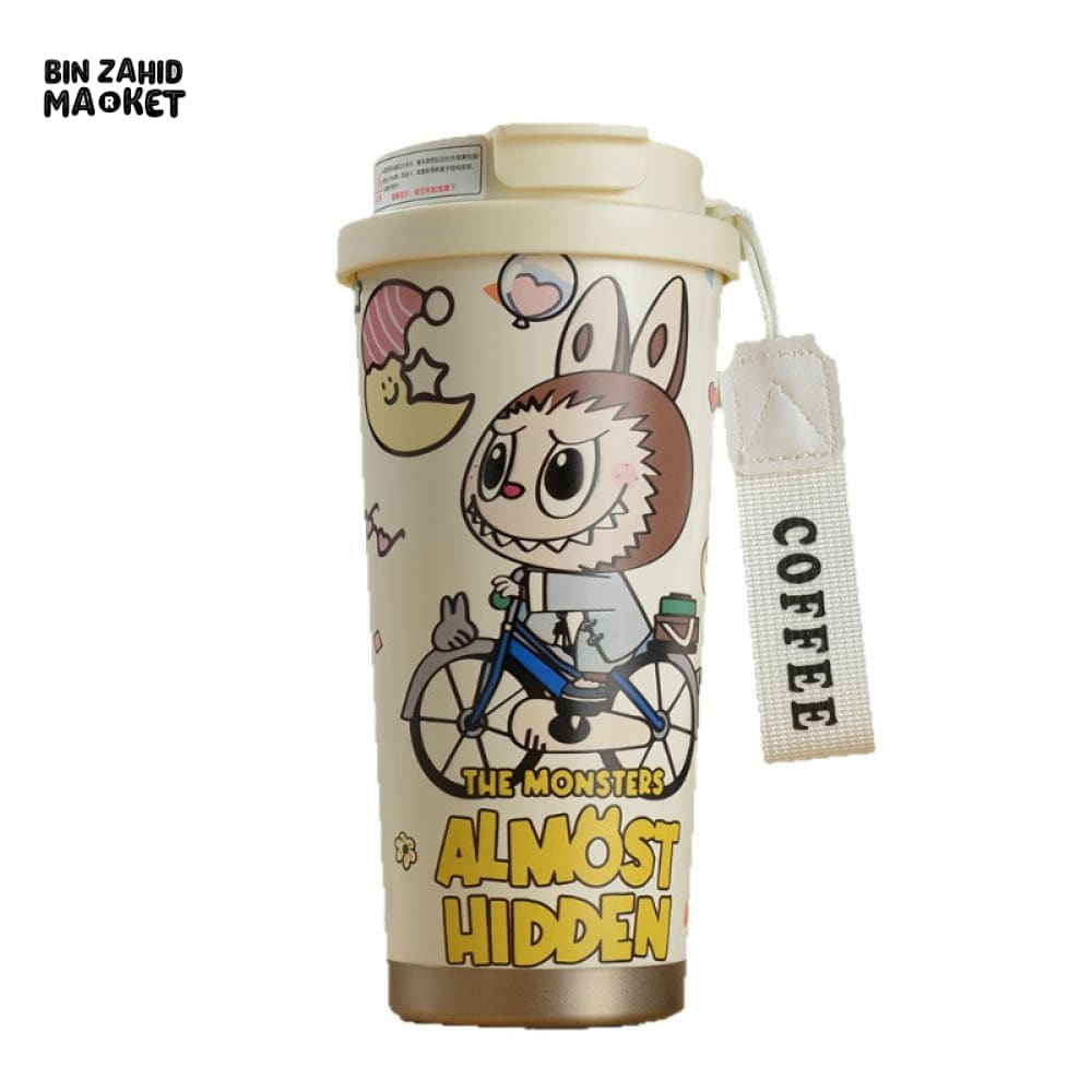 LABUBU COFFEE MUG – CUTE CARTOON INSULATED TRAVEL CUP WITH LID, LEAKPROOF PORTABLE THERMOS TUMBLER FOR HOT & COLD DRINKS