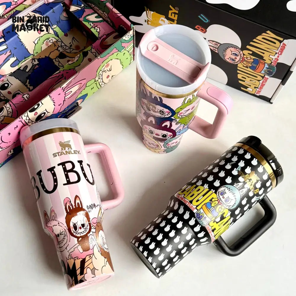 LABUBU X STANLEY QUENCHER TUMBLER 40OZ GIFT BOX PACKING - BLACK