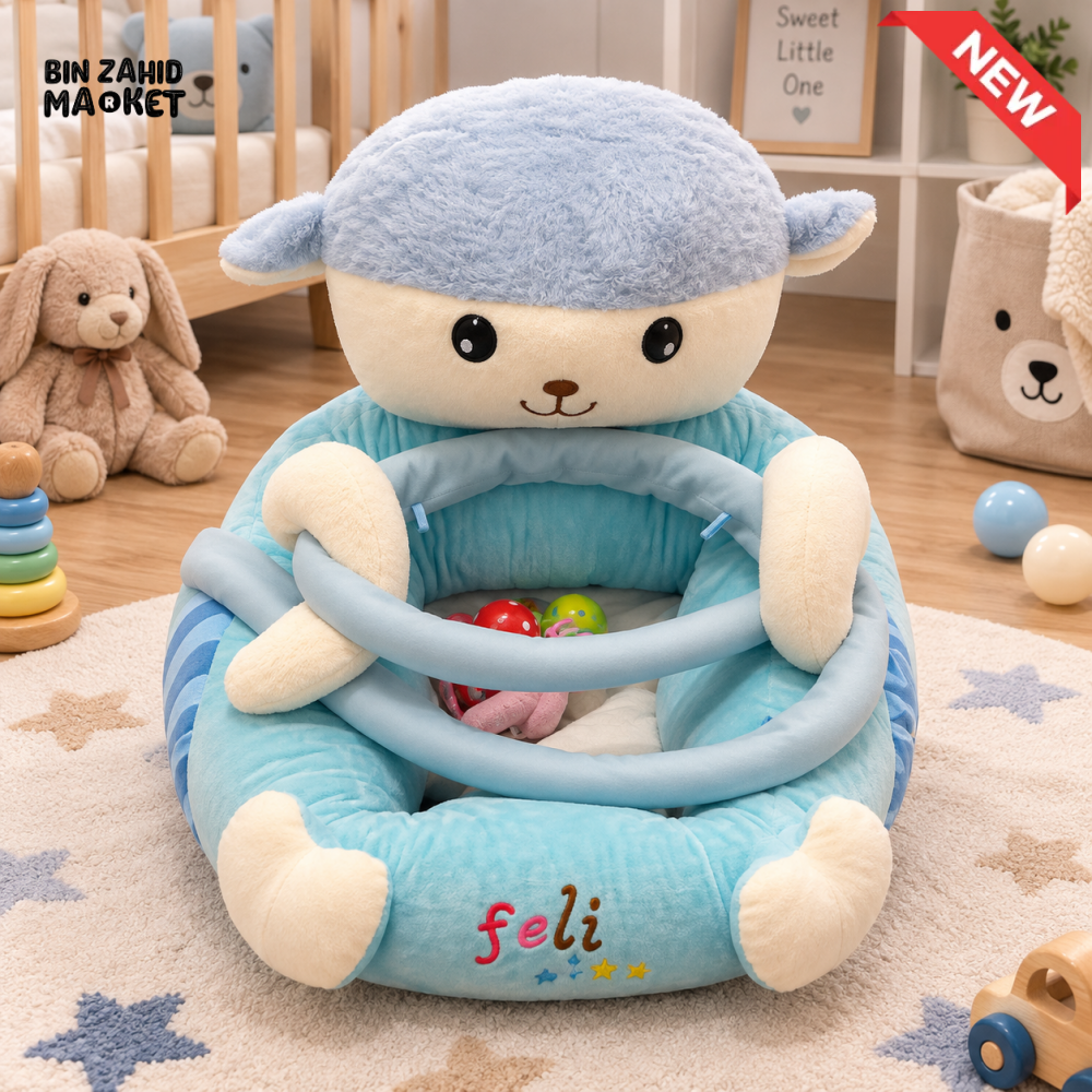 LAMB DESIGN PLUSH BABY SOFA SEAT WITH PADDED SUPPORT