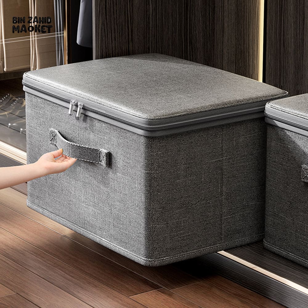 LARGE CAPACITY FOLDABLE CLOTHES STORAGE BOX WITH ZIPPER – WARDROBE QUILT ORGANIZER BAG FOR CLOTHES UNDERWEAR AND BLANKETS