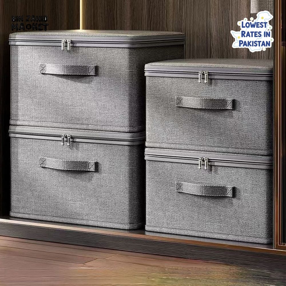 LARGE CAPACITY FOLDABLE CLOTHES STORAGE BOX WITH ZIPPER – WARDROBE QUILT ORGANIZER BAG FOR CLOTHES UNDERWEAR AND BLANKETS