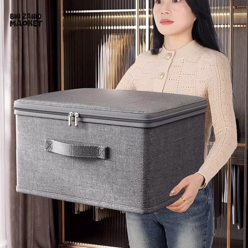 LARGE CAPACITY FOLDABLE CLOTHES STORAGE BOX WITH ZIPPER – WARDROBE QUILT ORGANIZER BAG FOR CLOTHES UNDERWEAR AND BLANKETS