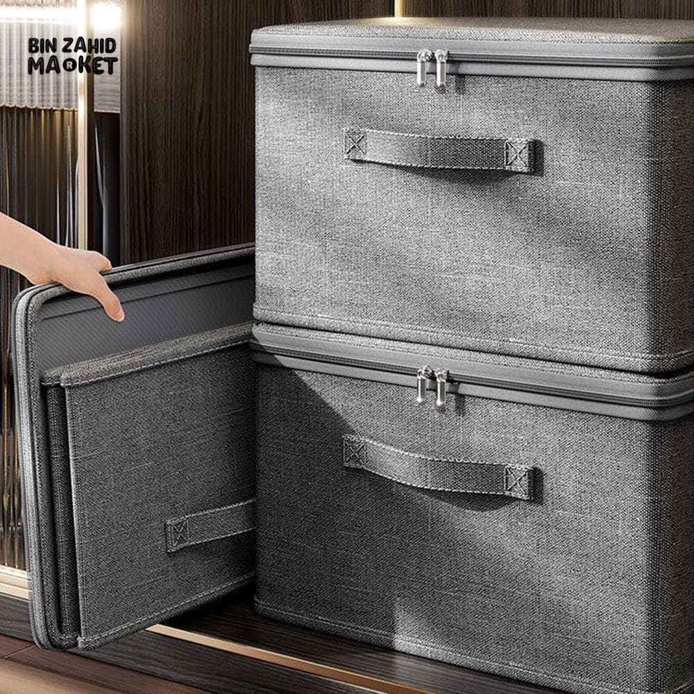 LARGE CAPACITY FOLDABLE CLOTHES STORAGE BOX WITH ZIPPER – WARDROBE QUILT ORGANIZER BAG FOR CLOTHES UNDERWEAR AND BLANKETS