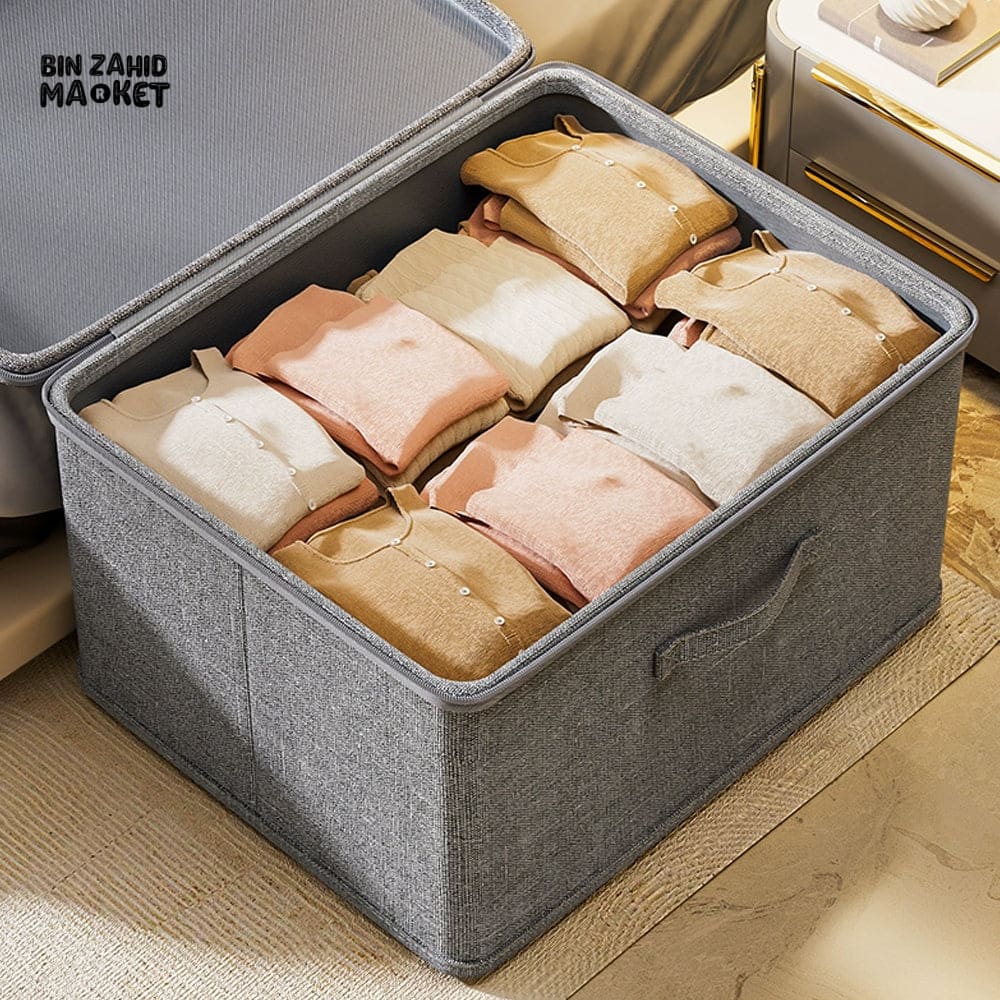 LARGE CAPACITY FOLDABLE CLOTHES STORAGE BOX WITH ZIPPER – WARDROBE QUILT ORGANIZER BAG FOR CLOTHES UNDERWEAR AND BLANKETS