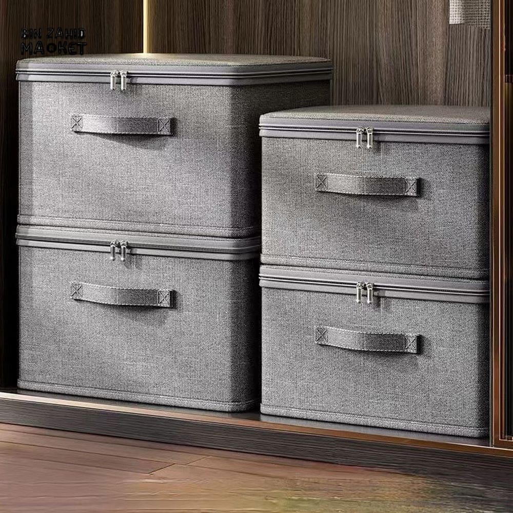 LARGE CAPACITY FOLDABLE CLOTHES STORAGE BOX WITH ZIPPER – WARDROBE QUILT ORGANIZER BAG FOR CLOTHES UNDERWEAR AND BLANKETS