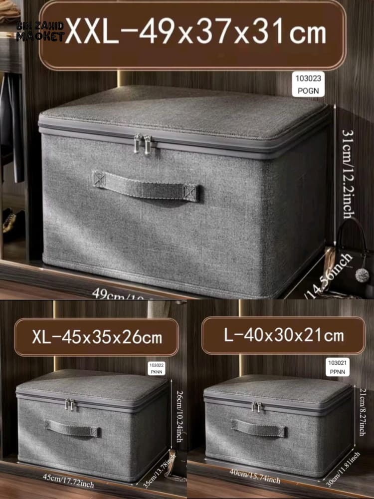LARGE CAPACITY FOLDABLE CLOTHES STORAGE BOX WITH ZIPPER – WARDROBE QUILT ORGANIZER BAG FOR CLOTHES UNDERWEAR AND BLANKETS