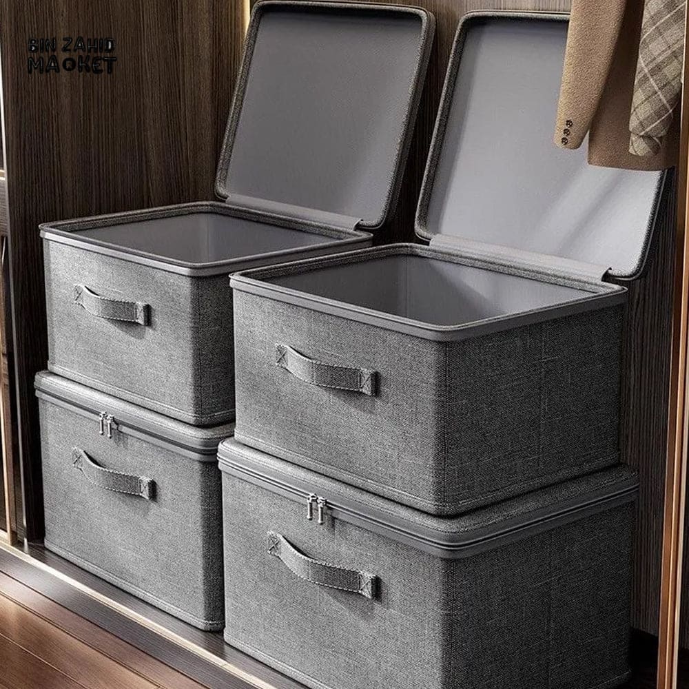 LARGE CAPACITY FOLDABLE CLOTHES STORAGE BOX WITH ZIPPER – WARDROBE QUILT ORGANIZER BAG FOR CLOTHES UNDERWEAR AND BLANKETS