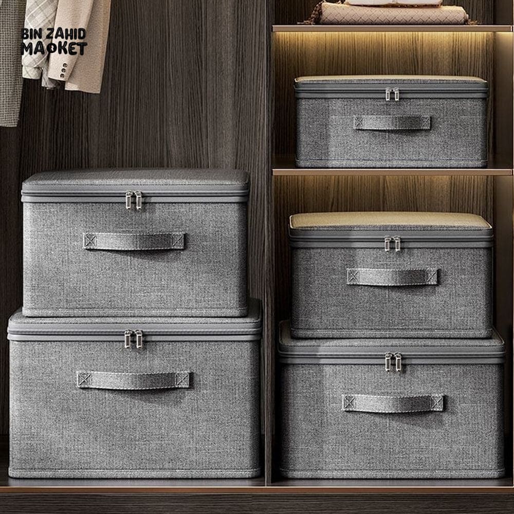 LARGE CAPACITY FOLDABLE CLOTHES STORAGE BOX WITH ZIPPER – WARDROBE QUILT ORGANIZER BAG FOR CLOTHES UNDERWEAR AND BLANKETS