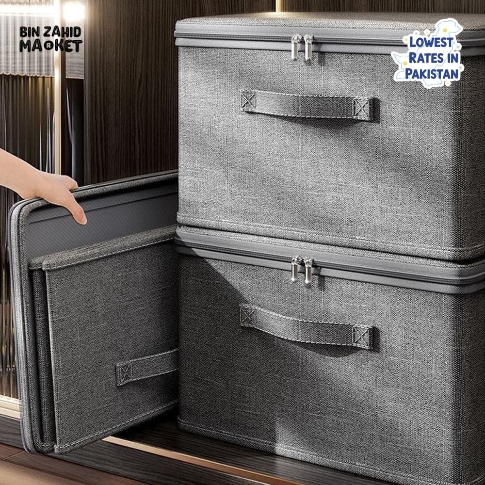 LARGE CAPACITY FOLDABLE CLOTHES STORAGE BOX WITH ZIPPER – WARDROBE QUILT ORGANIZER BAG FOR CLOTHES UNDERWEAR AND BLANKETS