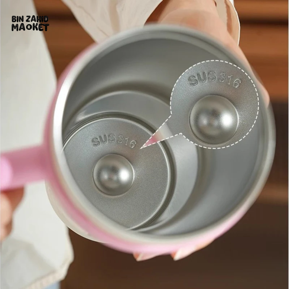 LARGE CAPACITY INSULATED WATER BOTTLE CARTOON STRAW CUP FOR GIRLS & STUDENTS