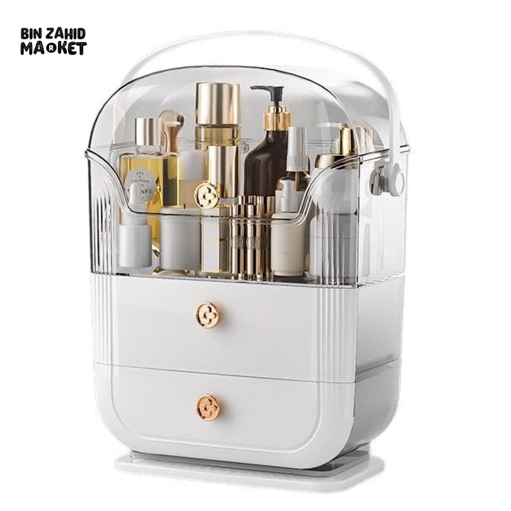 LARGE-CAPACITY MAKEUP STORAGE BOX MULTIFUNCTIONAL VANITY ORGANIZER FOR SKINCARE & JEWELRY