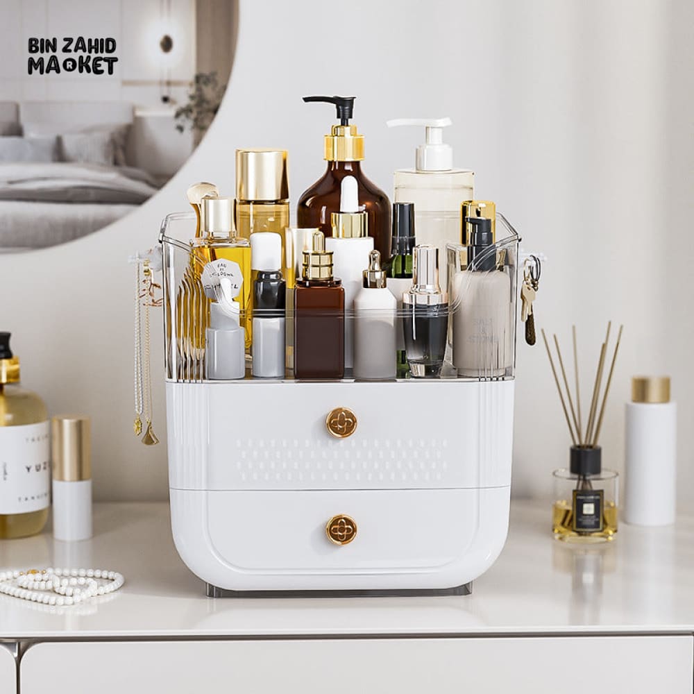 LARGE-CAPACITY MAKEUP STORAGE BOX MULTIFUNCTIONAL VANITY ORGANIZER FOR SKINCARE & JEWELRY