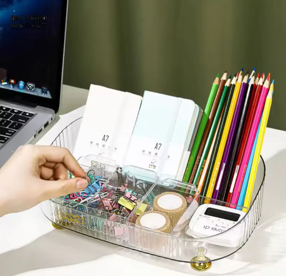 LARGE CAPACITY TRANSPARENT MAKEUP & PERFUME ORGANIZER – ANTI-SLIP COSMETICS STORAGE BOX WITH STAND FOR COUNTERTOP