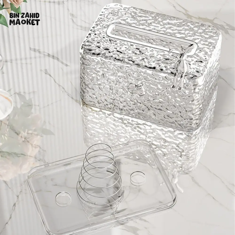 LARGE CAPACITY TRANSPARENT TISSUE BOX – MULTIFUNCTIONAL WET WIPES DISPENSER WITH SPRING PLATE & EASY OPEN LID
