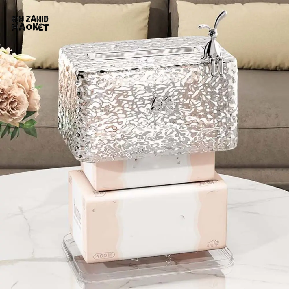 LARGE CAPACITY TRANSPARENT TISSUE BOX – MULTIFUNCTIONAL WET WIPES DISPENSER WITH SPRING PLATE & EASY OPEN LID