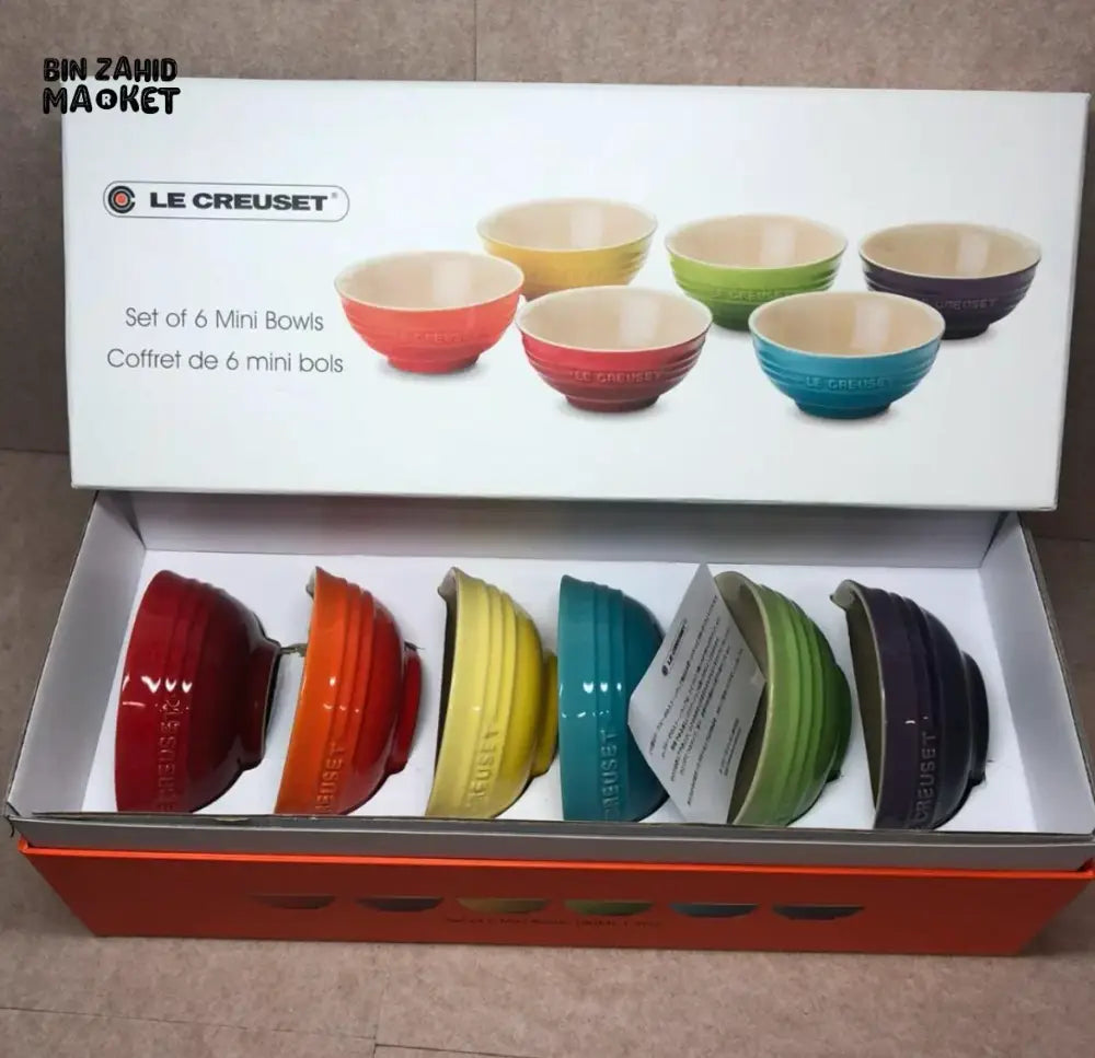 LE CREUSET RAINBOW STONEWARE MINI BOWL SET OF 6