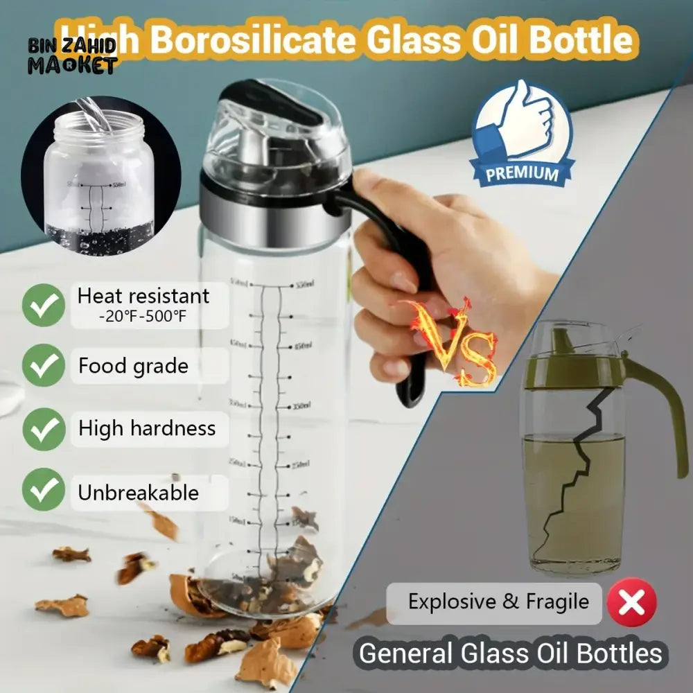 LEAK-PROOF OIL DISPENSER BOTTLE – AUTOMATIC FLIP-TOP FOR OLIVE OIL & VINEGAR