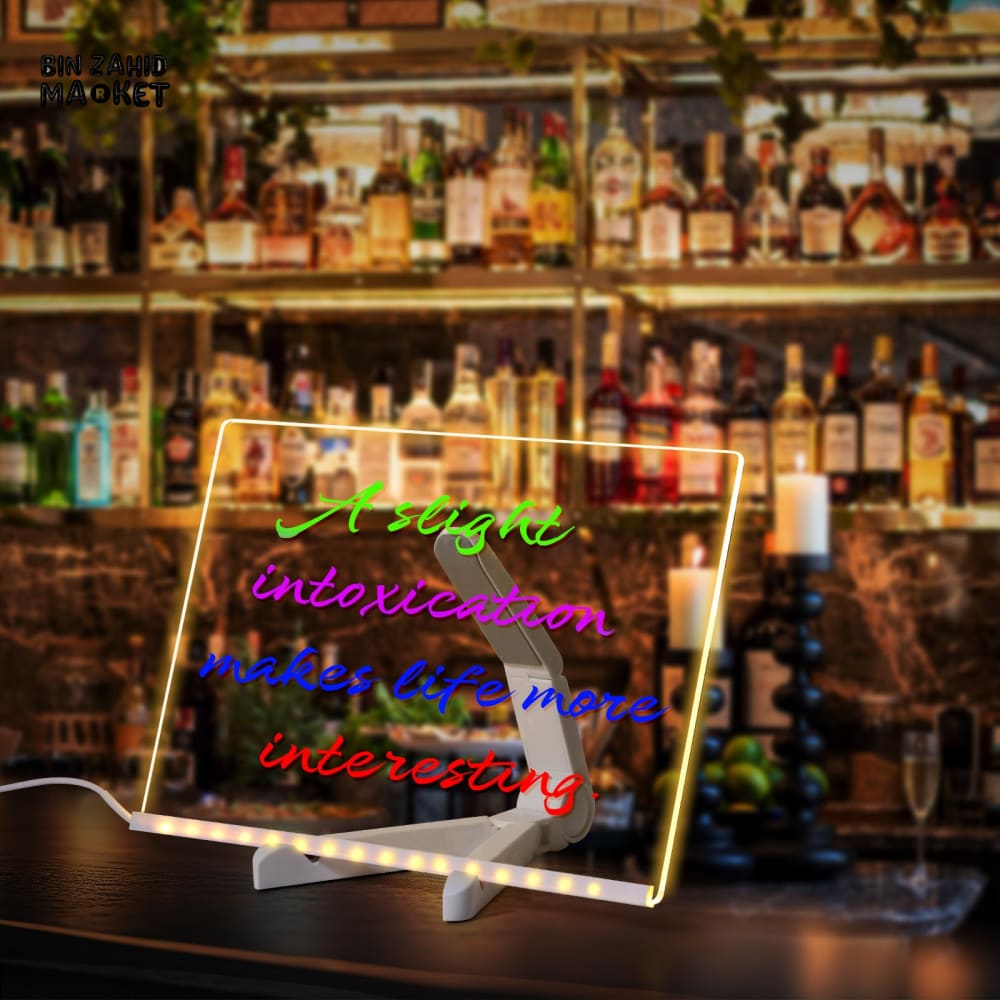LED NOTICE BOARD WITH COLORS 20CM X 20CM – ILLUMINATED ACRYLIC MESSAGE BOARD LED DRAWING BOARD & LIGHT-UP NOTEPAD WITH ADJUSTABLE STAND